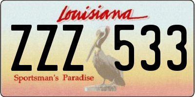 LA license plate ZZZ533