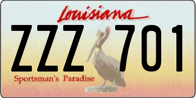 LA license plate ZZZ701