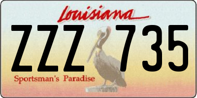 LA license plate ZZZ735