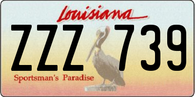 LA license plate ZZZ739