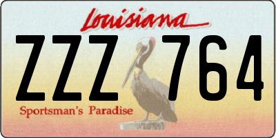 LA license plate ZZZ764