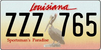 LA license plate ZZZ765
