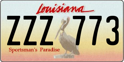 LA license plate ZZZ773