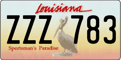 LA license plate ZZZ783
