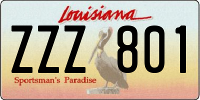 LA license plate ZZZ801
