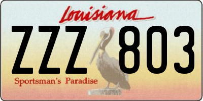 LA license plate ZZZ803