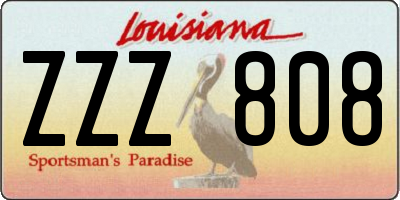 LA license plate ZZZ808