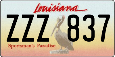 LA license plate ZZZ837