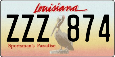 LA license plate ZZZ874