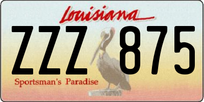 LA license plate ZZZ875