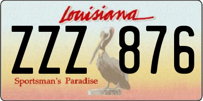 LA license plate ZZZ876
