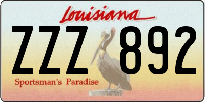 LA license plate ZZZ892