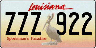 LA license plate ZZZ922