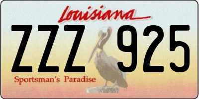 LA license plate ZZZ925