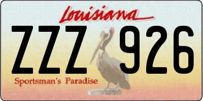 LA license plate ZZZ926