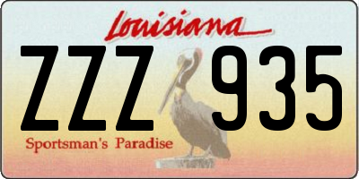 LA license plate ZZZ935