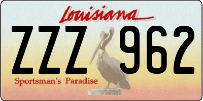 LA license plate ZZZ962