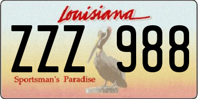 LA license plate ZZZ988