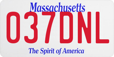 MA license plate 037DNL