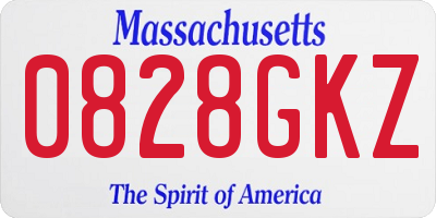 MA license plate 0828GKZ