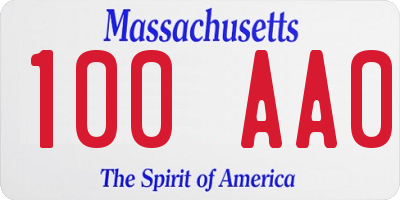MA license plate 100AA0