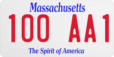 MA license plate 100AA1