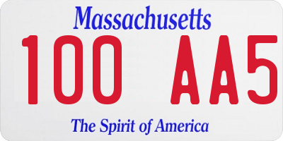 MA license plate 100AA5