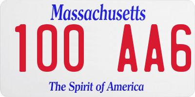 MA license plate 100AA6