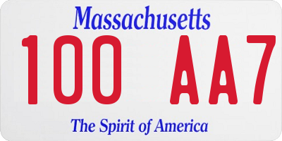 MA license plate 100AA7