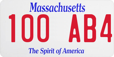 MA license plate 100AB4