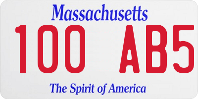 MA license plate 100AB5