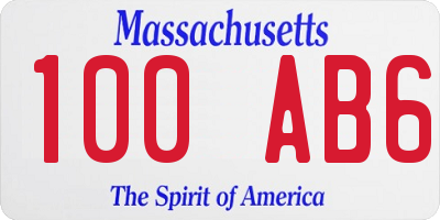 MA license plate 100AB6