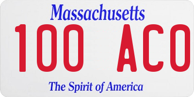 MA license plate 100AC0