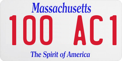 MA license plate 100AC1