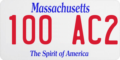 MA license plate 100AC2