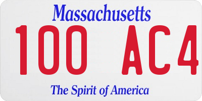 MA license plate 100AC4