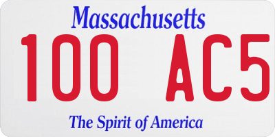 MA license plate 100AC5