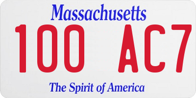 MA license plate 100AC7