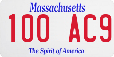 MA license plate 100AC9