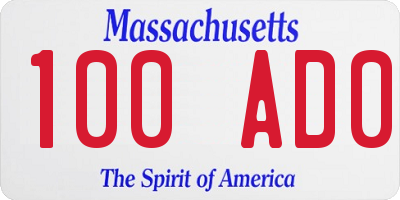 MA license plate 100AD0