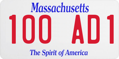 MA license plate 100AD1