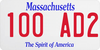 MA license plate 100AD2