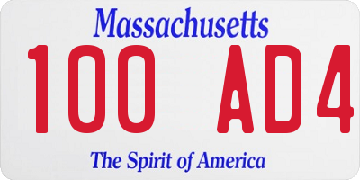 MA license plate 100AD4