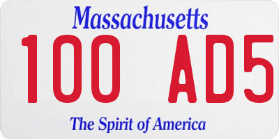 MA license plate 100AD5