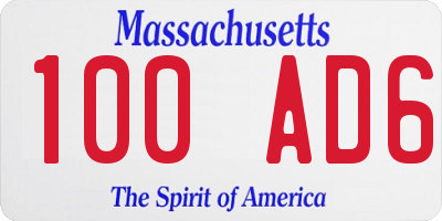 MA license plate 100AD6