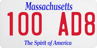 MA license plate 100AD8