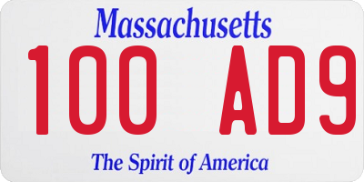 MA license plate 100AD9