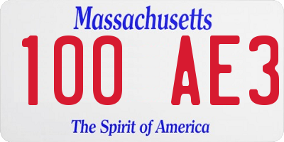 MA license plate 100AE3