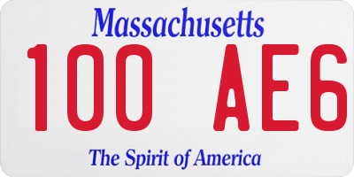 MA license plate 100AE6