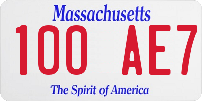 MA license plate 100AE7